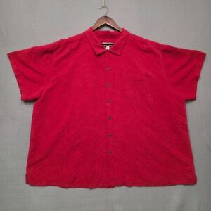 Caribbean Joe Men's Red Short Sleeve‎ Button Up Hawaiian Shirt Size 4XL